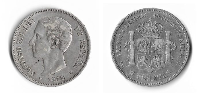 Moneda de plata de 5 pesetas de Alfonso XII